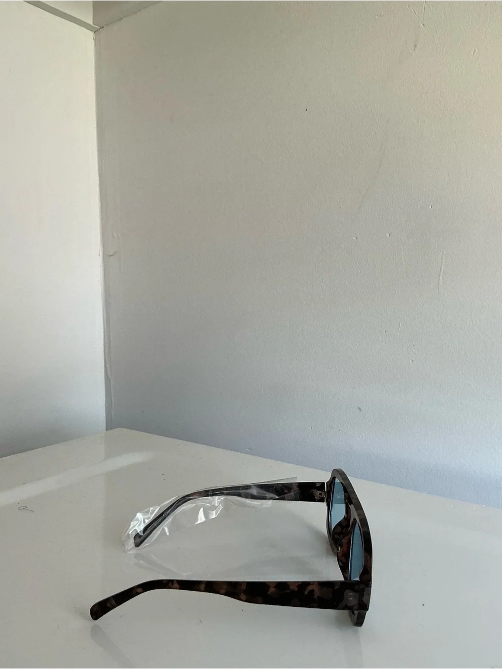 Men's Square Tortoiseshell Sunglasses with Blue Lenses